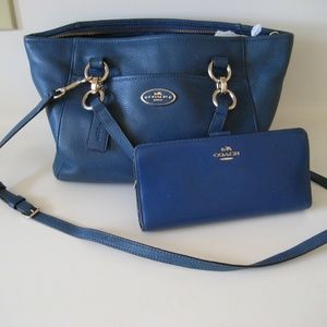COACH pebble leather handbag & wallet